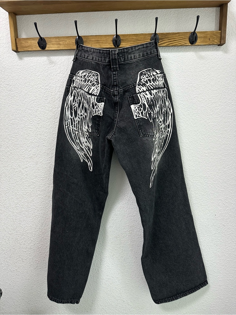 Disclosure Y2K Angel Wing Wide Leg Jeans Size 3/26 – Black